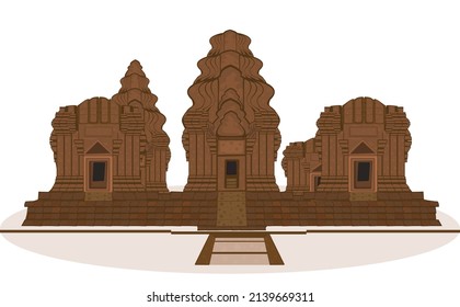 vector, ilustración, castillo, prasat Sikhoraphum, distrito de Sikhoraphum. Surin Este castillo es el castillo más hermoso de Surin. tailandia, de fondo blanco.