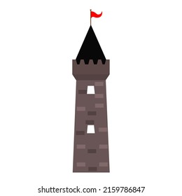 Ilustración vectorial de una torre de castillo en un mundo de fantasía. temas reales, Edad Media, cuentos de hadas.