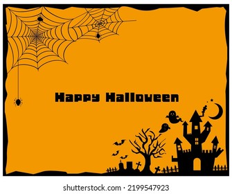 Vector illustration of Halloween.　　 Castles. Moon. Bats.