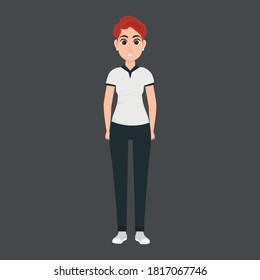 Vector illustration in casual clothes. The modern woman. Front view