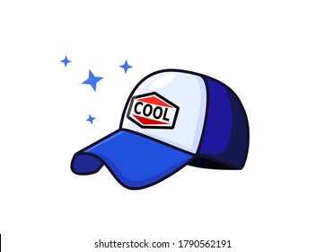 Vector illustration of casual hat with blue and white colors