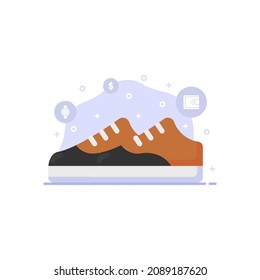 vector illustration of casual shoes designed in flat style decorated with icon elements and background in fashion and accessories vector illustration theme