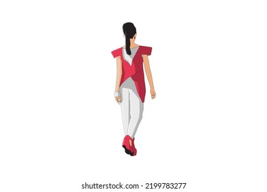 Vector Illustration Of Casual Women Walking With Mask