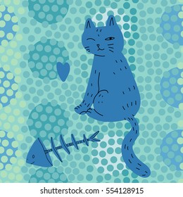 Vector illustration with cat.