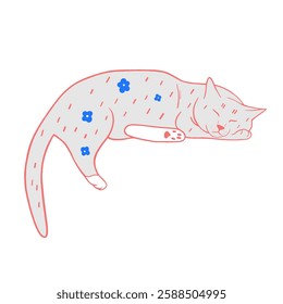 Vector illustration of cat, 4 colors