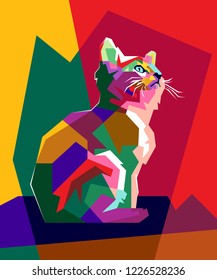 Vector illustration of Cat. Abstract colorful design