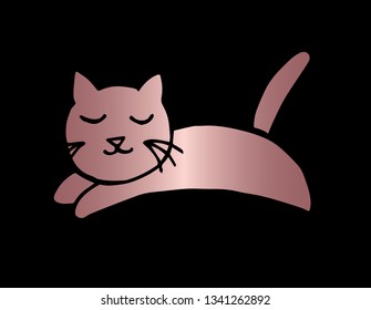 Vector Illustration of Cat Animal with Elegant Rose Gold Color. Graphic Design for Company, Shirt, Icon, Layout, Background, Template and more.