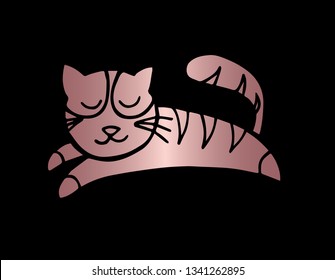 Vector Illustration of Cat Animal with Elegant Rose Gold Color. Graphic Design for Company, Shirt, Icon, Layout, Background, Template and more.
