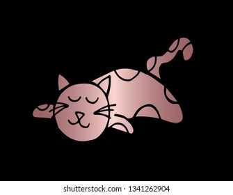 Vector Illustration of Cat Animal with Elegant Rose Gold Color. Graphic Design for Company, Shirt, Icon, Layout, Background, Template and more.