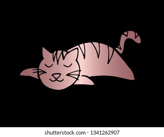 Vector Illustration of Cat Animal with Elegant Rose Gold Color. Graphic Design for Company, Shirt, Icon, Layout, Background, Template and more.