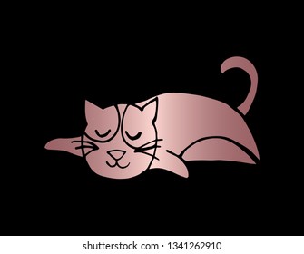 Vector Illustration of Cat Animal with Elegant Rose Gold Color. Graphic Design for Company, Shirt, Icon, Layout, Background, Template and more.
