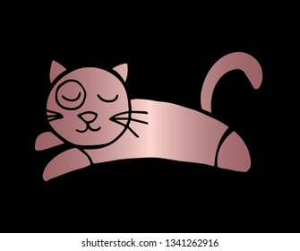 Vector Illustration of Cat Animal with Elegant Rose Gold Color. Graphic Design for Company, Shirt, Icon, Layout, Background, Template and more.