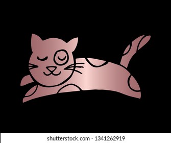 Vector Illustration of Cat Animal with Elegant Rose Gold Color. Graphic Design for Company, Shirt, Icon, Layout, Background, Template and more.