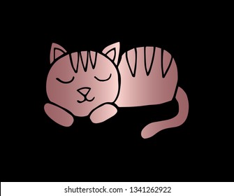 Vector Illustration of Cat Animal with Elegant Rose Gold Color. Graphic Design for Company, Shirt, Icon, Layout, Background, Template and more.