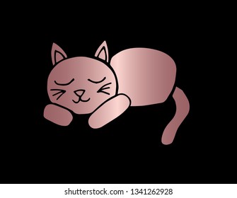 Vector Illustration of Cat Animal with Elegant Rose Gold Color. Graphic Design for Company, Shirt, Icon, Layout, Background, Template and more.
