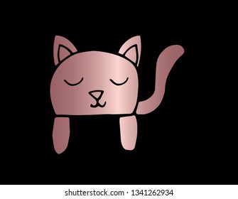 Vector Illustration of Cat Animal with Elegant Rose Gold Color. Graphic Design for Company, Shirt, Icon, Layout, Background, Template and more.