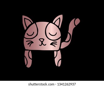Vector Illustration of Cat Animal with Elegant Rose Gold Color. Graphic Design for Company, Shirt, Icon, Layout, Background, Template and more.