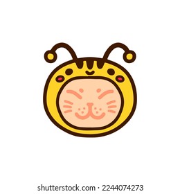 vector illustration of a cat with a bee