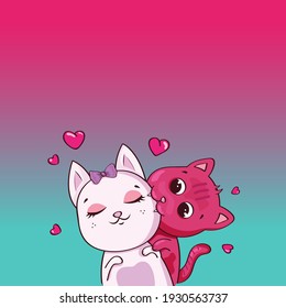 vector illustration cat bites kitty