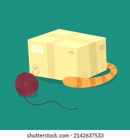 Vector Illustration Cat In Box