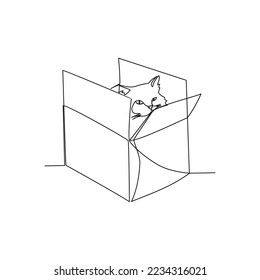 Vector illustration of a cat in a box