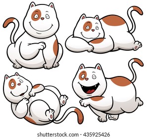 Vector illustration of Cat Cartoon Character Set