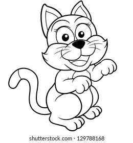 Vector illustration of Cat cartoon - Coloring book