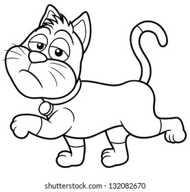 Vector illustration of Cat cartoon - Coloring book