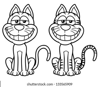 Vector illustration of Cat cartoon - Coloring book