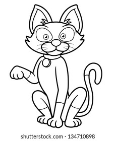 Vector illustration of Cat cartoon - Coloring book