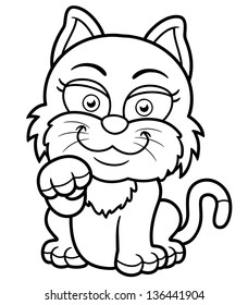 Vector illustration of Cat cartoon - Coloring book