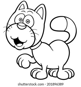 Vector illustration of Cat cartoon - Coloring book