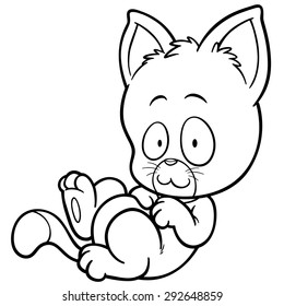 Vector illustration of Cat cartoon - Coloring book