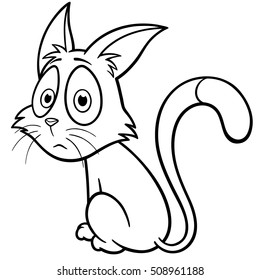 Vector illustration of Cat cartoon - Coloring book