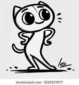A vector illustration of a cat with clean lines and a minimalist style