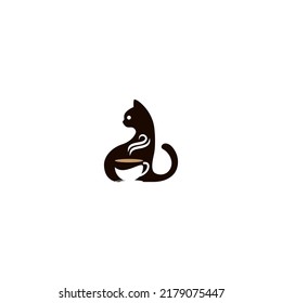 vector illustration of a cat and a coffee cup for an icon, symbol or logo. coffee shop logo
