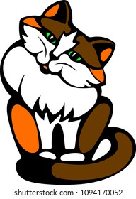 Vector illustration of cat color version. Tattoo style