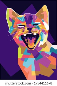 Vector illustration of a Cat. Colorful pop art of Cat