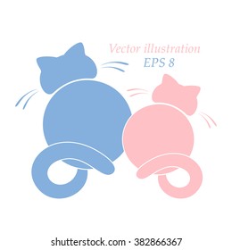 Vector illustration of cat. Couple of cats. Cat logo concept. Pet shop concept. Pet care concept.