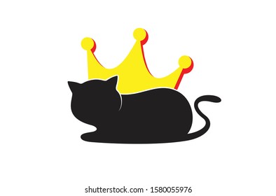 Vector illustration of the cat with crown
