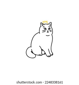 vector illustration of a cat with a crown