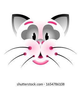 Vector illustration of a cat. Cute cartoon kitty for greeting card.