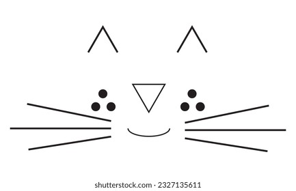 vector illustration cat cute face love heart graphic design symbol background icon art element print cartoon sticker doodle head mouth kitty decoration black beautiful creative mammal happy character