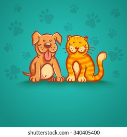 Vector illustration of a cat and dog