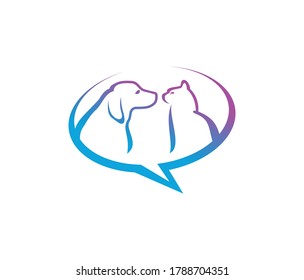 A vector illustration of Cat and Dog for bubble chat logo sign 