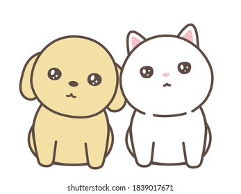 La ilustración vectorial del gato y el perro. fondo blanco.