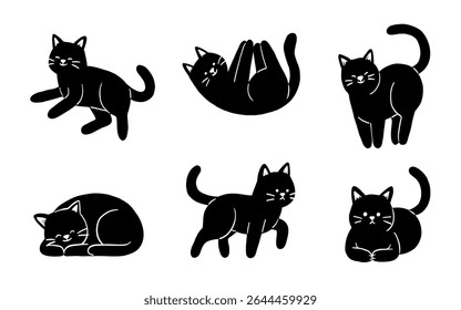 Ilustración vectorial del estilo del arte del doodle del gato, concepto animal