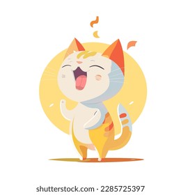 Vector illustration of a cat download. Screaming cat. Meowing cat. Funny cat