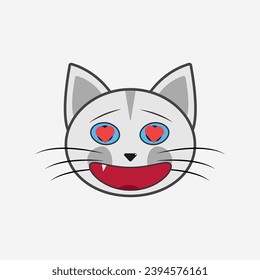 Vector illustration of a cat with emotions, in a flat style