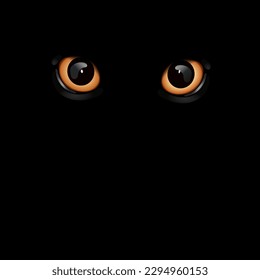 Vector illustration of cat eyes on black background.